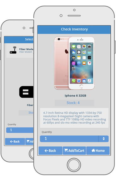 Check Inventory on Your Mobile Phone with Beesion's Telecom Inventory Management software Picture showing how reps can check inventory on their mobile device, using Beesion's Telecom Inventory Management software