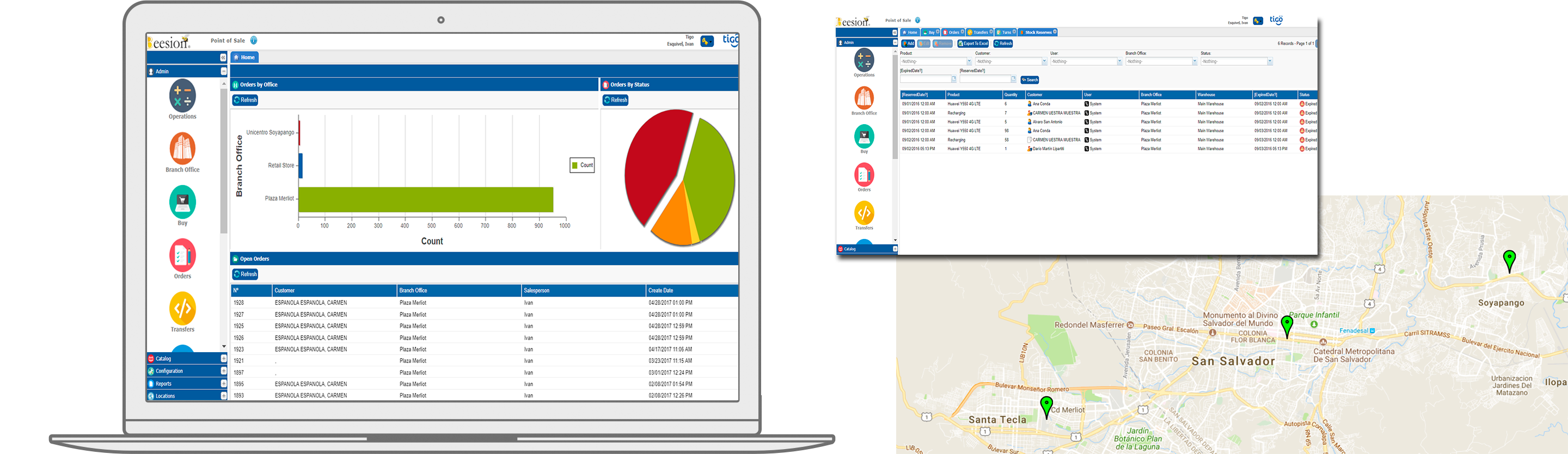 Dashboards used in Beesion's Telecom Inventory Management Software