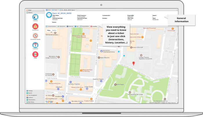Screen shot showing Beesion's Telecom Case Management software